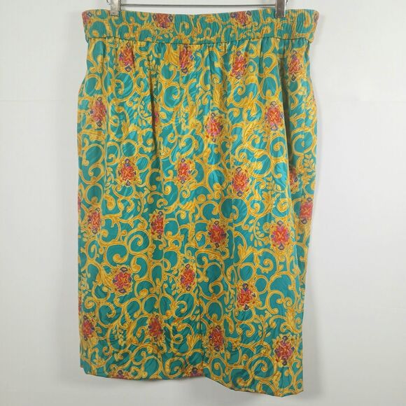 Papèll Boutique Vintage Green Gold Floral Two Piece Jacket And Skirt Set 14 EUC - Picture 8 of 16